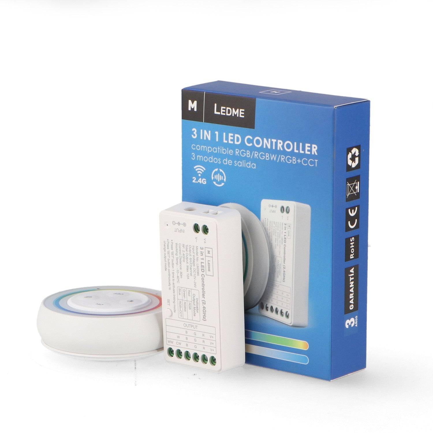 Controlador LED RGB y CCT 12/24V DC | Mando RF Incluido | M LEDME