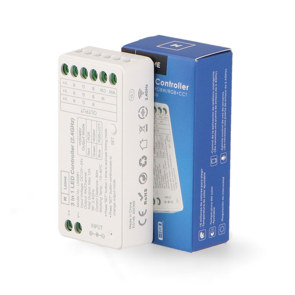 Controlador LED RGB, RGBW y RGB+CCT 12/24V DC | Sin Mando | M LEDME