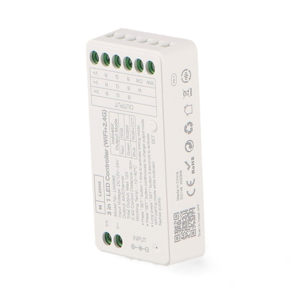 Controlador Smarthome LED RGB, RGBW y RGB+CCT | WiFi 2.4 GHz | 12/24V | M LEDME