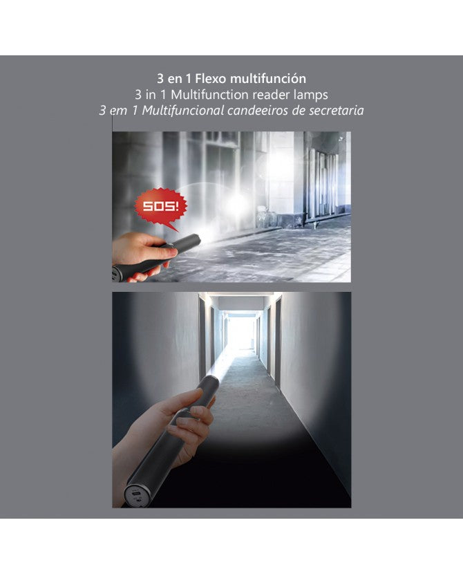Flexo LED Recargable Aura 2 en 1 | 8W | Negro | Hasta 13,5h