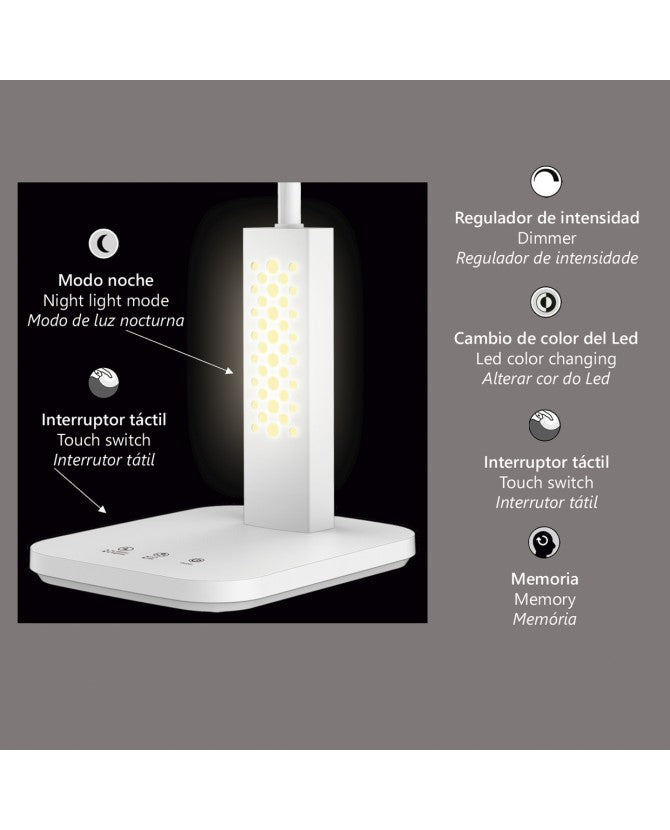 Flexo LED Morin | 9W | Blanco | 3 Temperaturas + Modo Noche