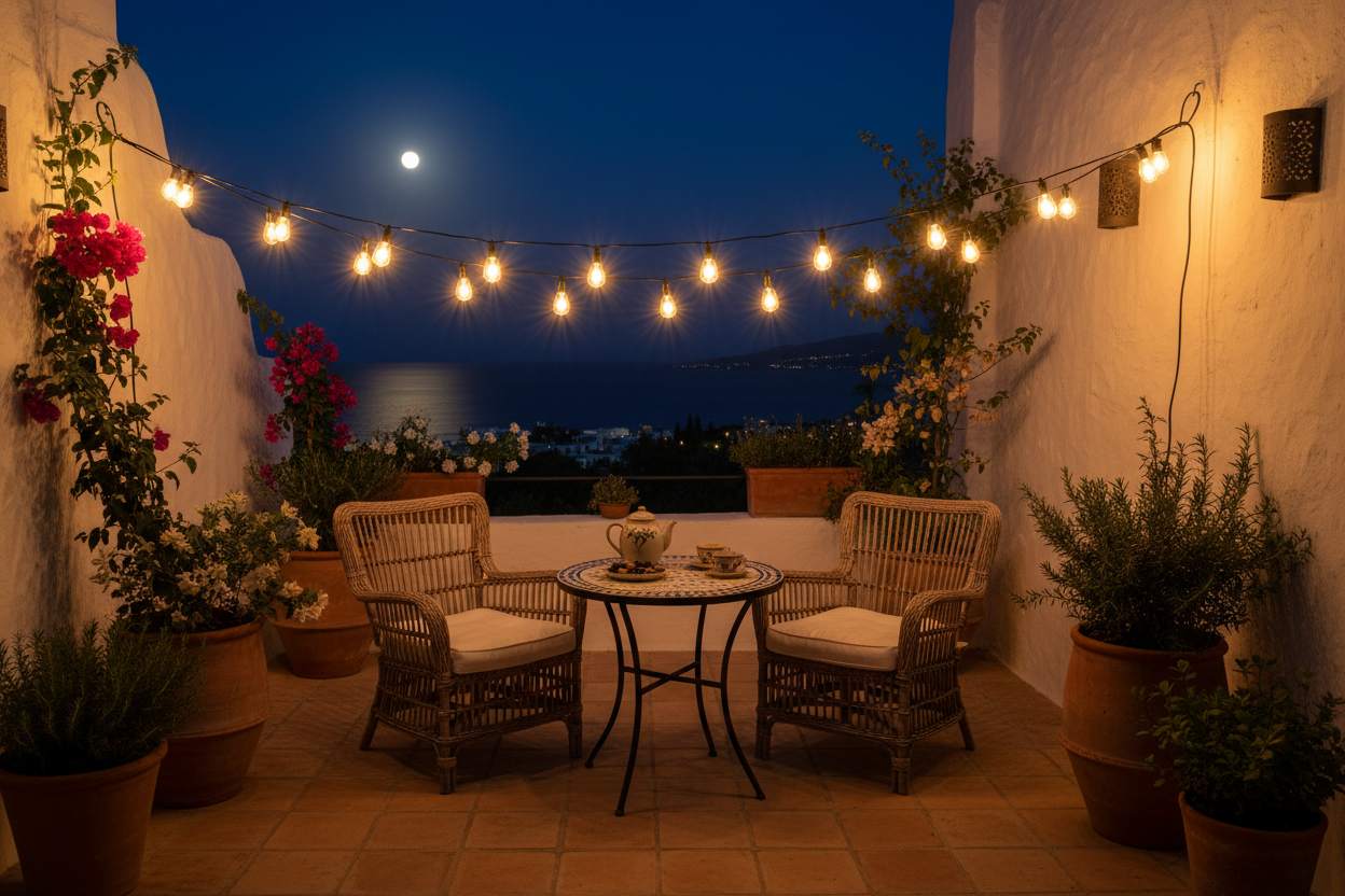 Guirnalda LED 5m en terraza pequeña