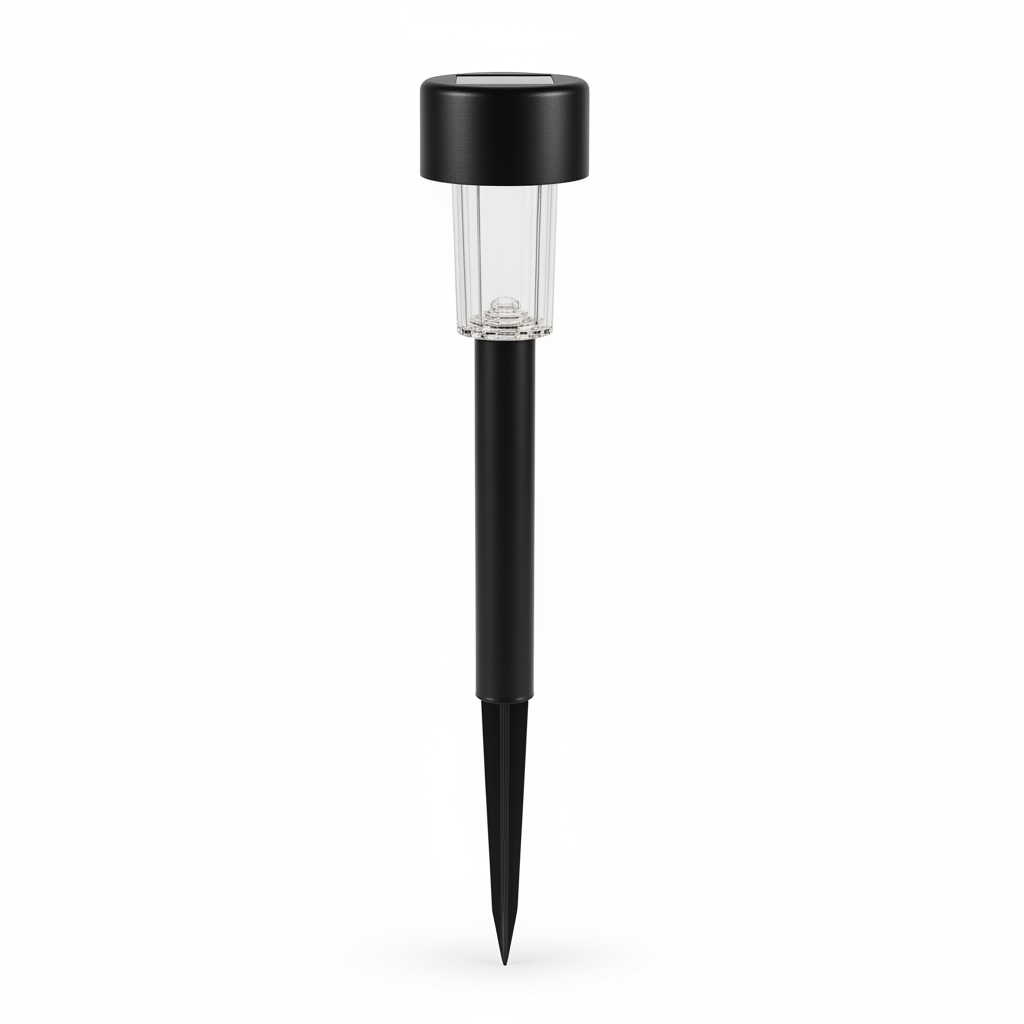 Pincho Solar de Jardín negro sobre fondo blanco