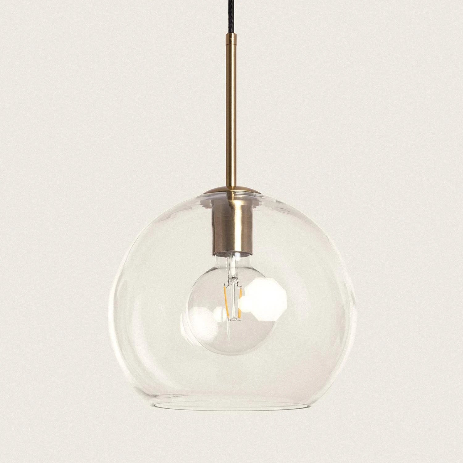 Lámpara Colgante Cristal Ona | E27 | Hierro y Cristal Transparente
