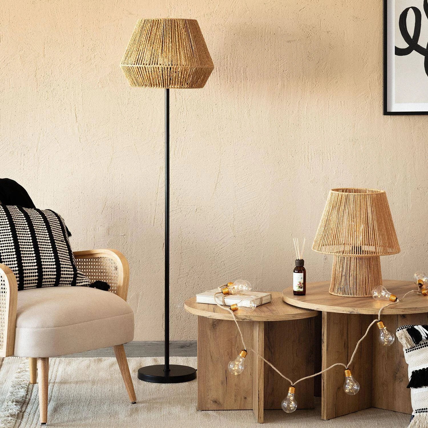 Lámpara de Pie Kirito de Papel Trenzado E27 | Interior