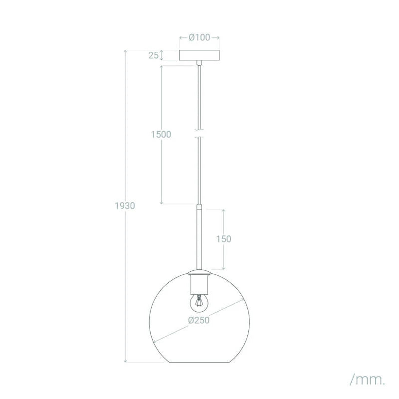 Lámpara Colgante Cristal Ona | E27 | Hierro y Cristal Transparente