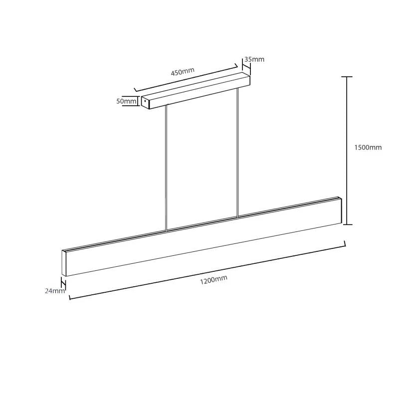 Lámpara Colgante Lineal LED 120cm 30W CCT | Aluminio Negro | Wanda