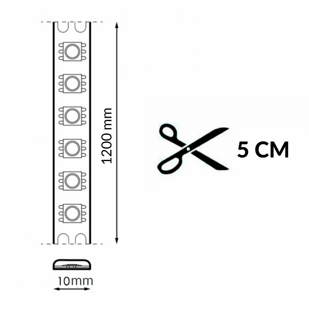 Kit Tira LED Bajo Cama Bed Lighting | 12V | SMD 2835 | 1,20m | 3000K | IP20