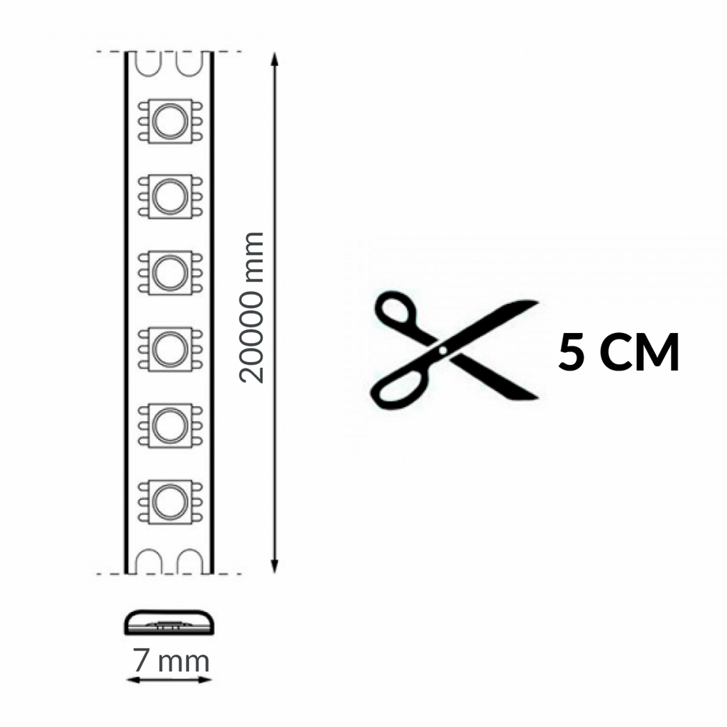 Tira LED Flexilight IP44 | 12V | SMD 2835 | 9W/m | 20 Metros | Multicolor