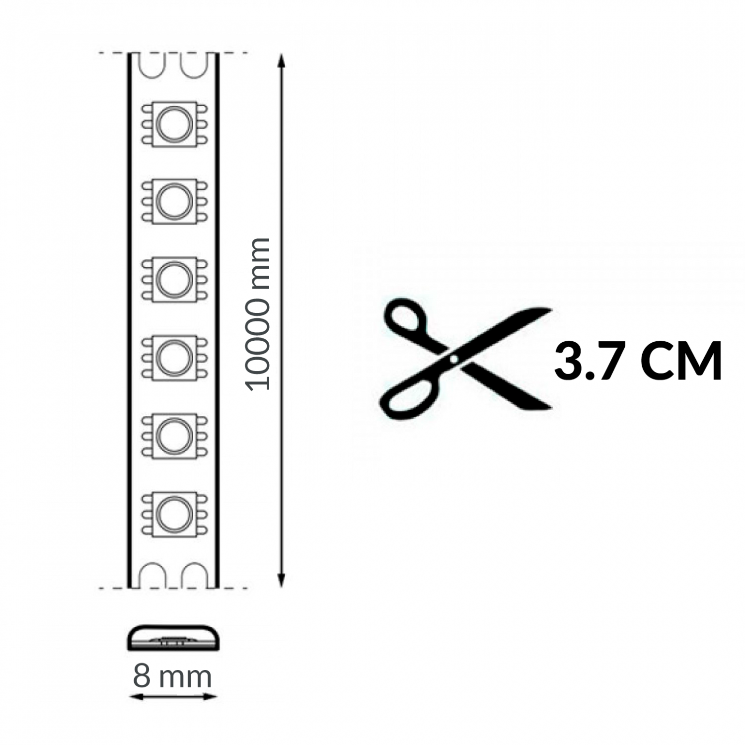 Tira LED COB Nake 24V | 324 LED/m | CRI90 | 10W/m | 10 Metros | IP20 | Luz Continua