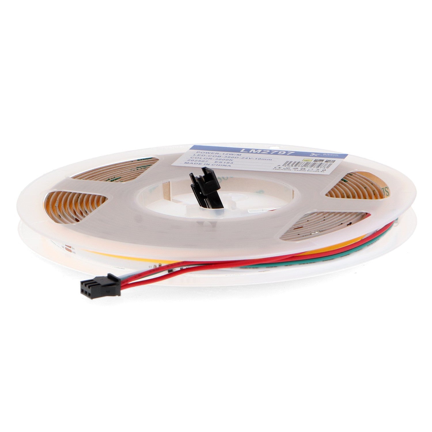 Tira LED COB Tips 24V | 360 LED/m | 12W/m | CRI90 | IP20 | 5 Metros | Luz Continua