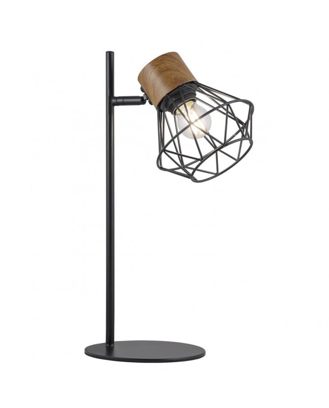Lámpara Sobremesa Metal y Madera Antibes | E27 | Negro | Vintage