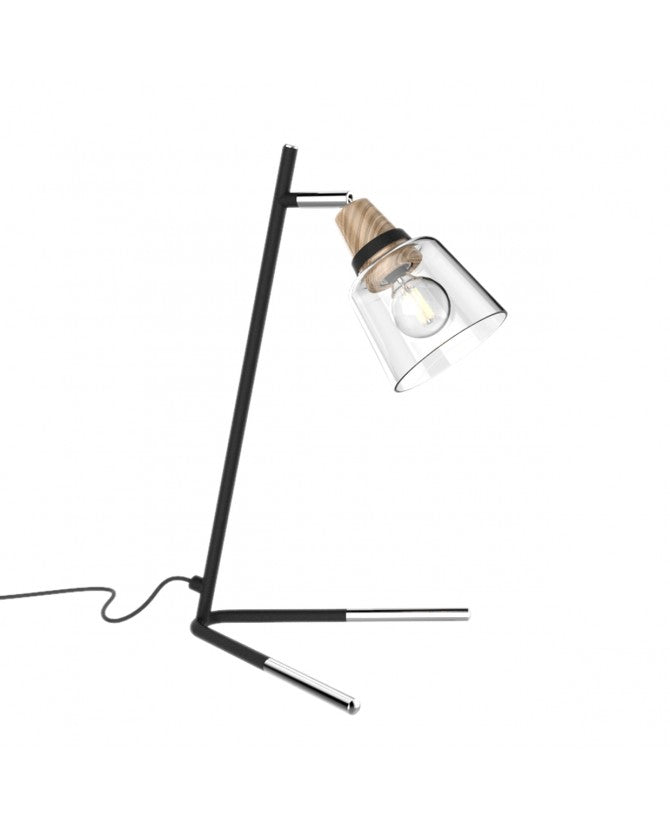 Lámpara Sobremesa Metal y Cristal Indigo | E14 | Negro | Cabezal Orientable