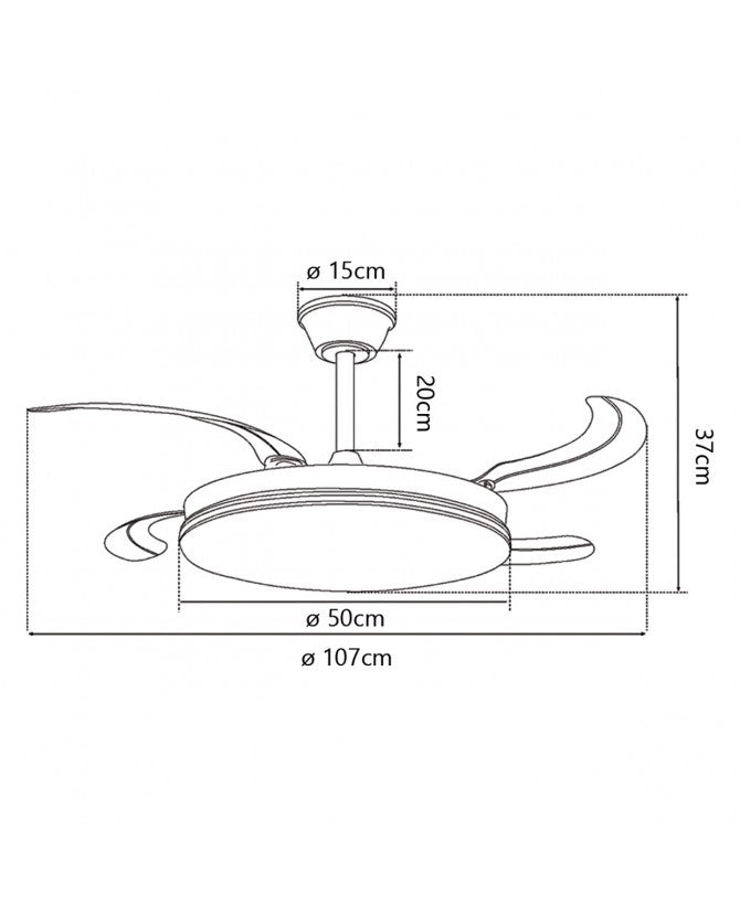 Ventilador de Techo Creta Blanco 4 Palas LED 72W Motor DC 30W