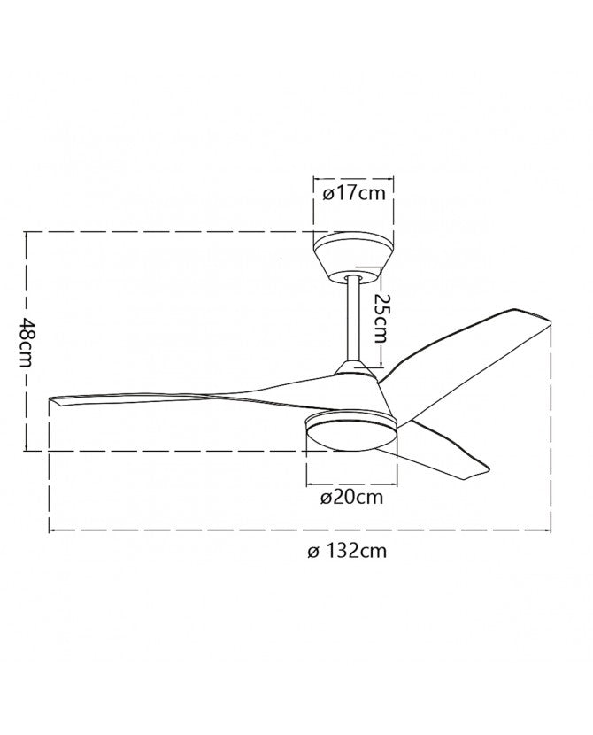 Ventilador de Techo Papua Blanco Ø132cm 3 Palas LED 18W