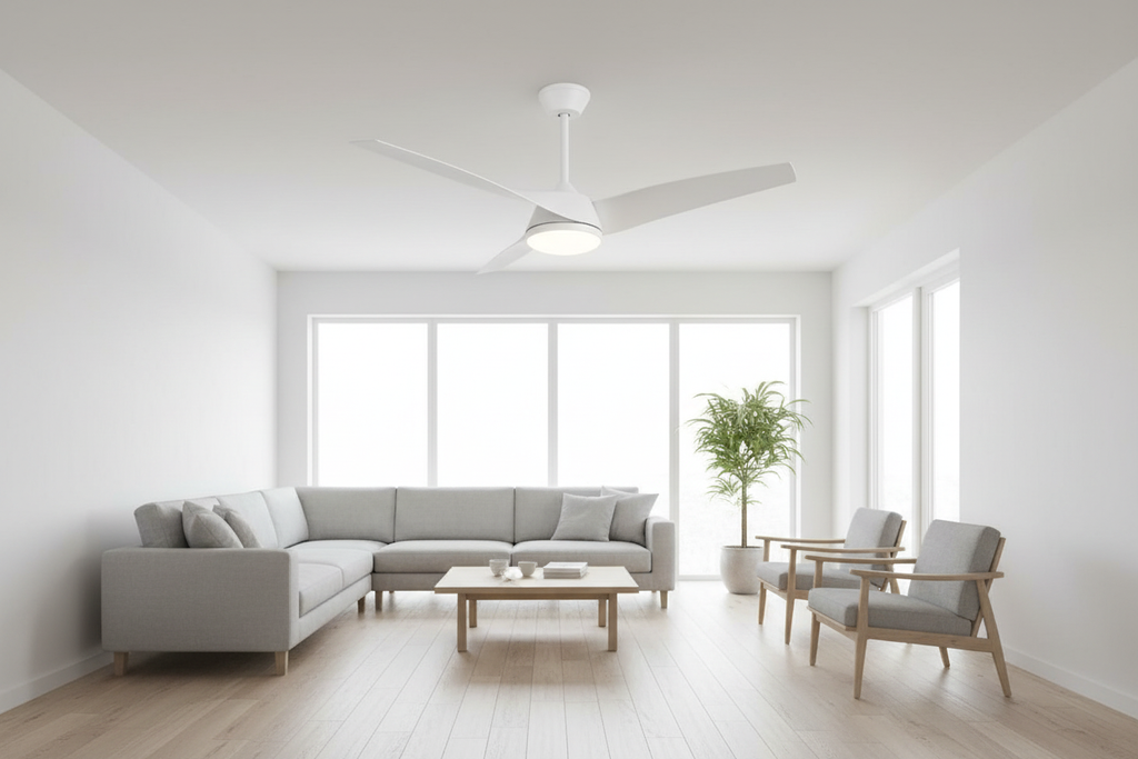 Ventilador Papua Blanco instalado en salón