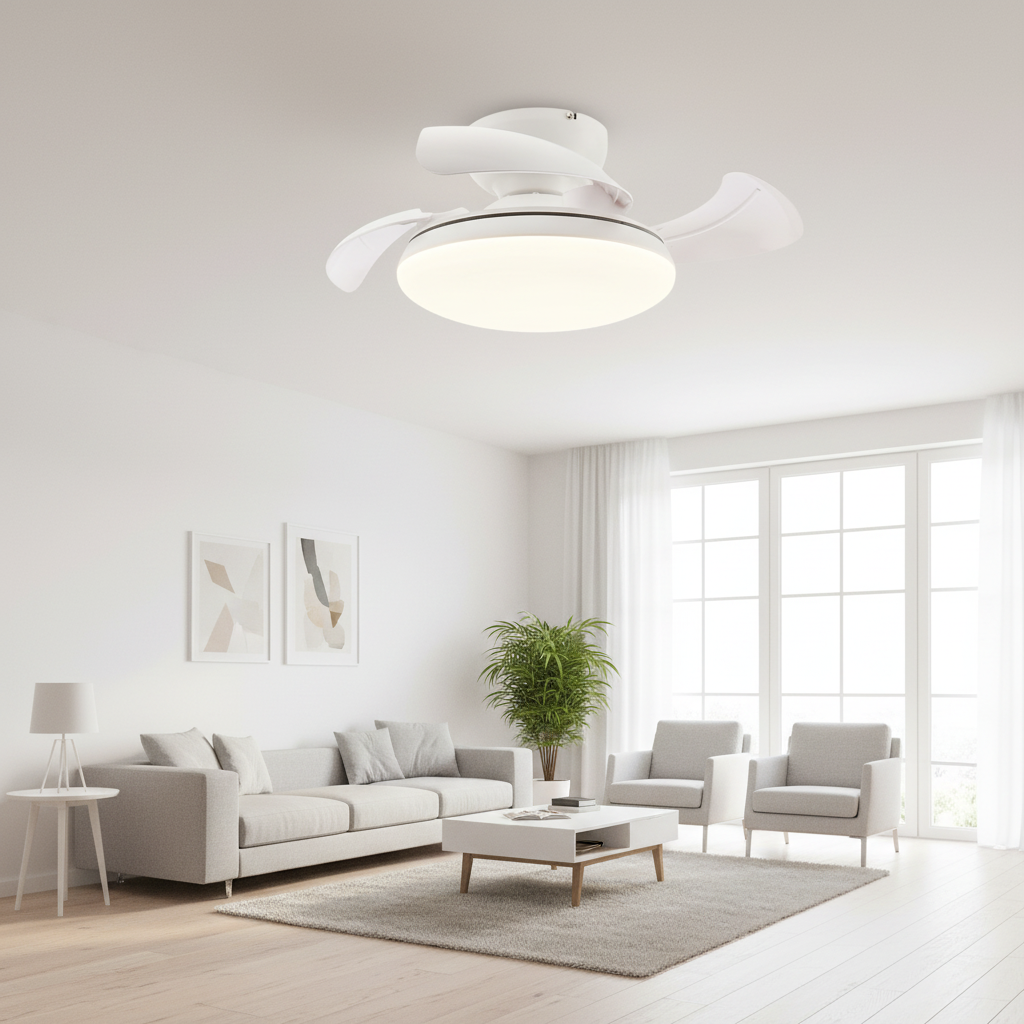 Ventilador White Mushroom — salón moderno